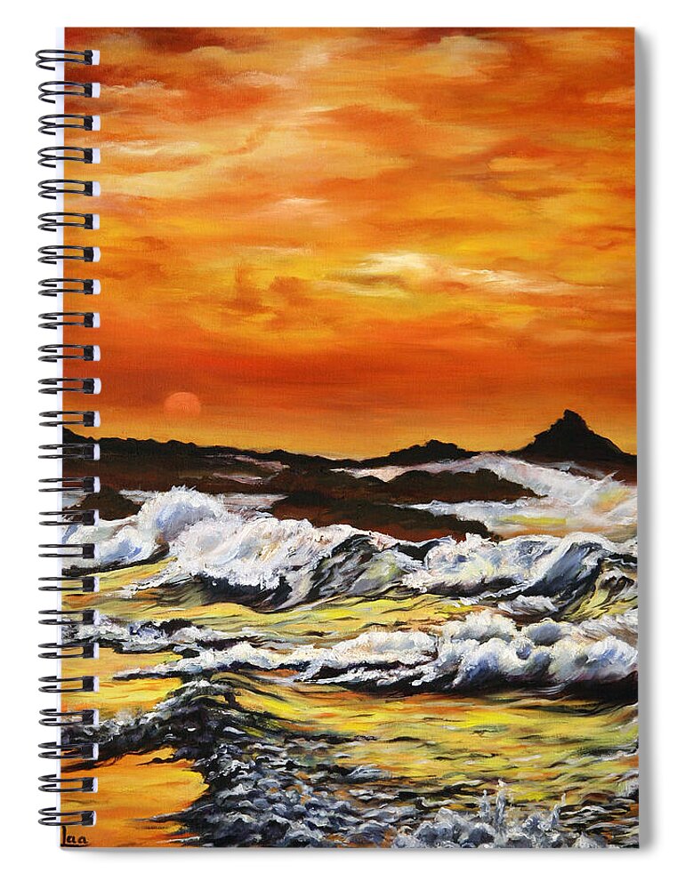 Golden Waves at Sunset - Spiral Notebook