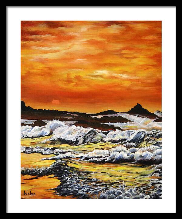 Golden Waves at Sunset - Framed Print