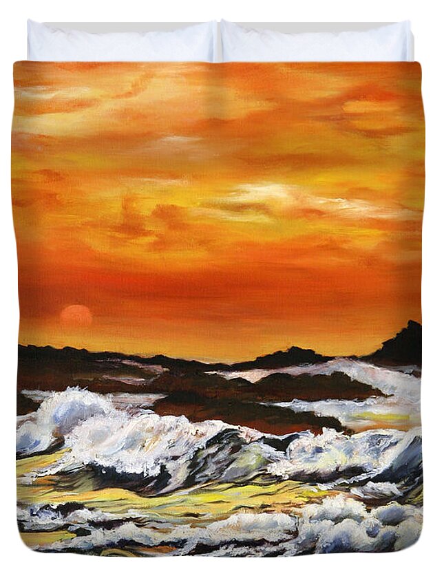 Golden Waves at Sunset - Duvet Cover