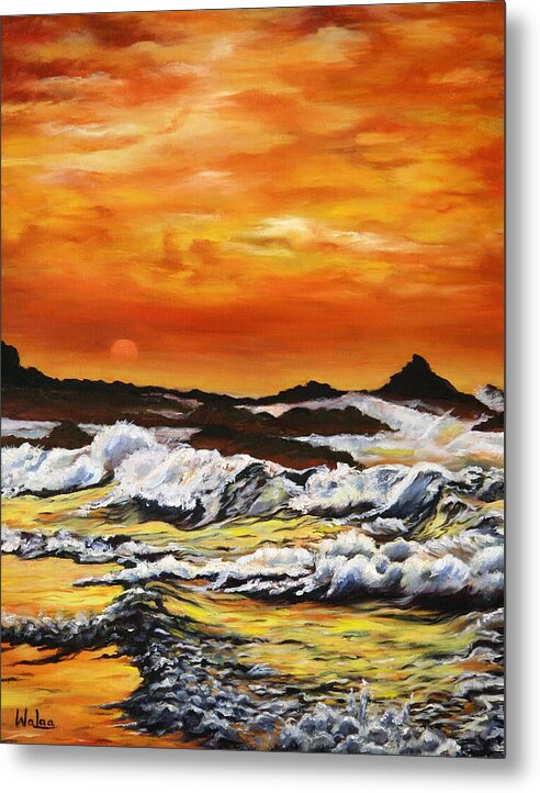 Golden Waves at Sunset - Metal Print