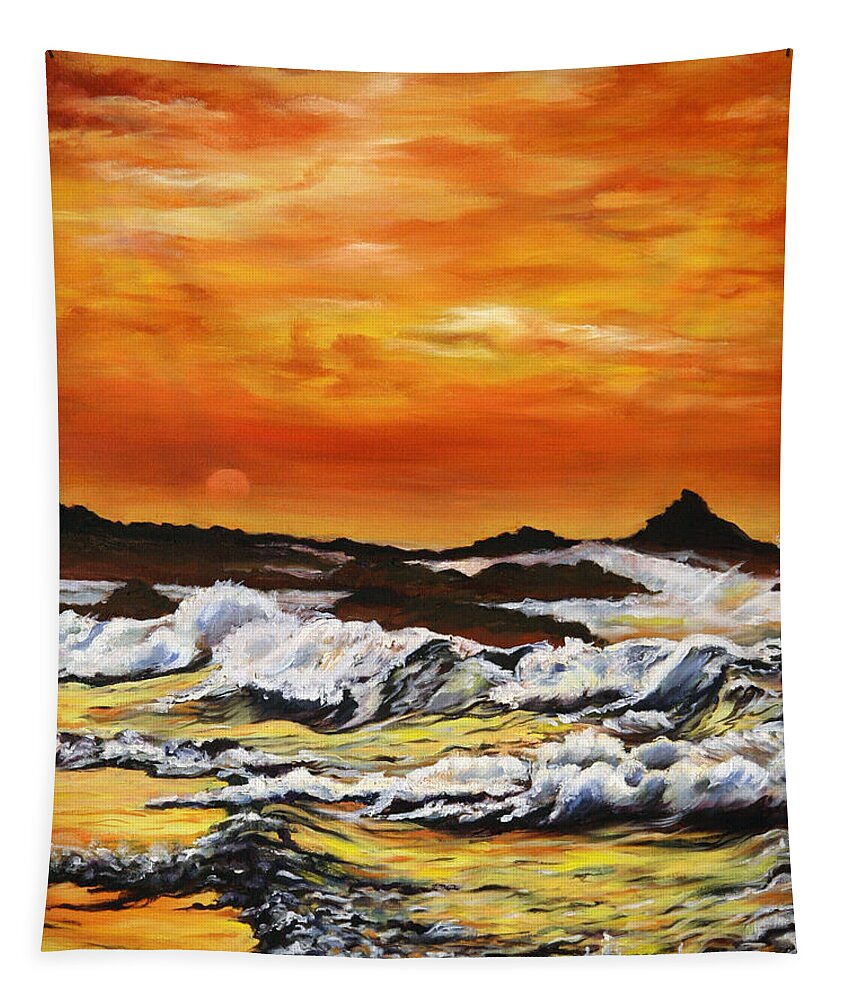 Golden Waves at Sunset - Tapestry