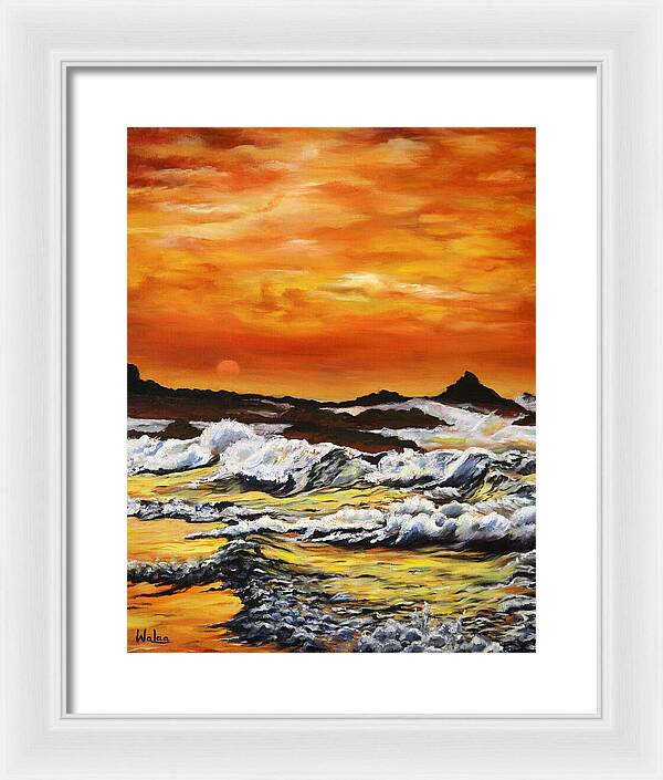 Golden Waves at Sunset - Framed Print