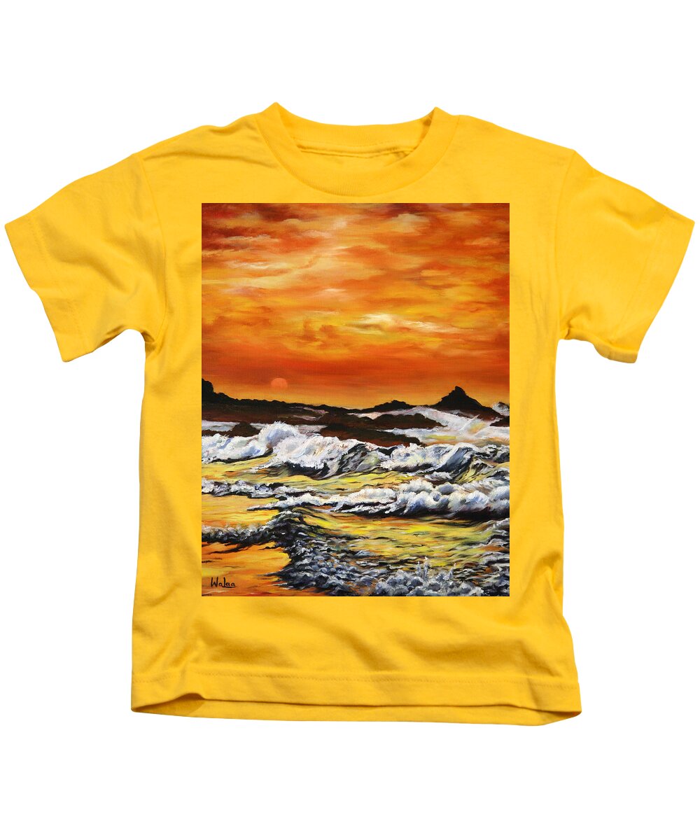 Golden Waves at Sunset - Kids T-Shirt