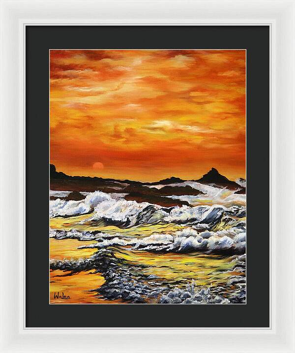 Golden Waves at Sunset - Framed Print