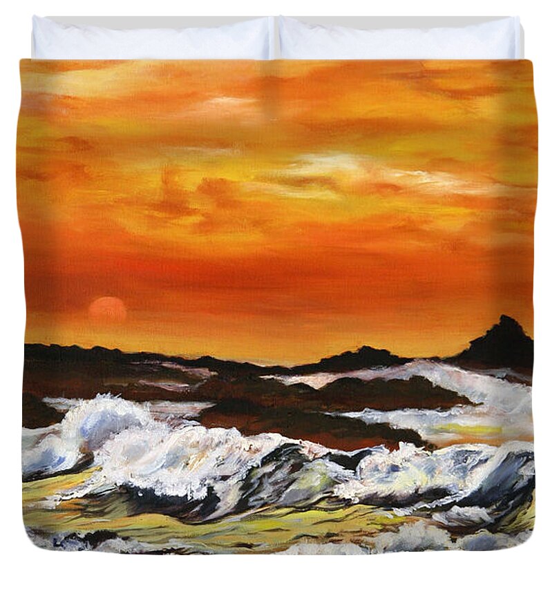 Golden Waves at Sunset - Duvet Cover