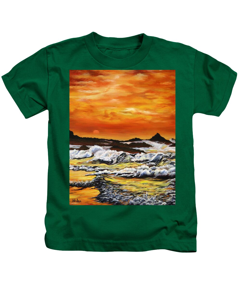 Golden Waves at Sunset - Kids T-Shirt