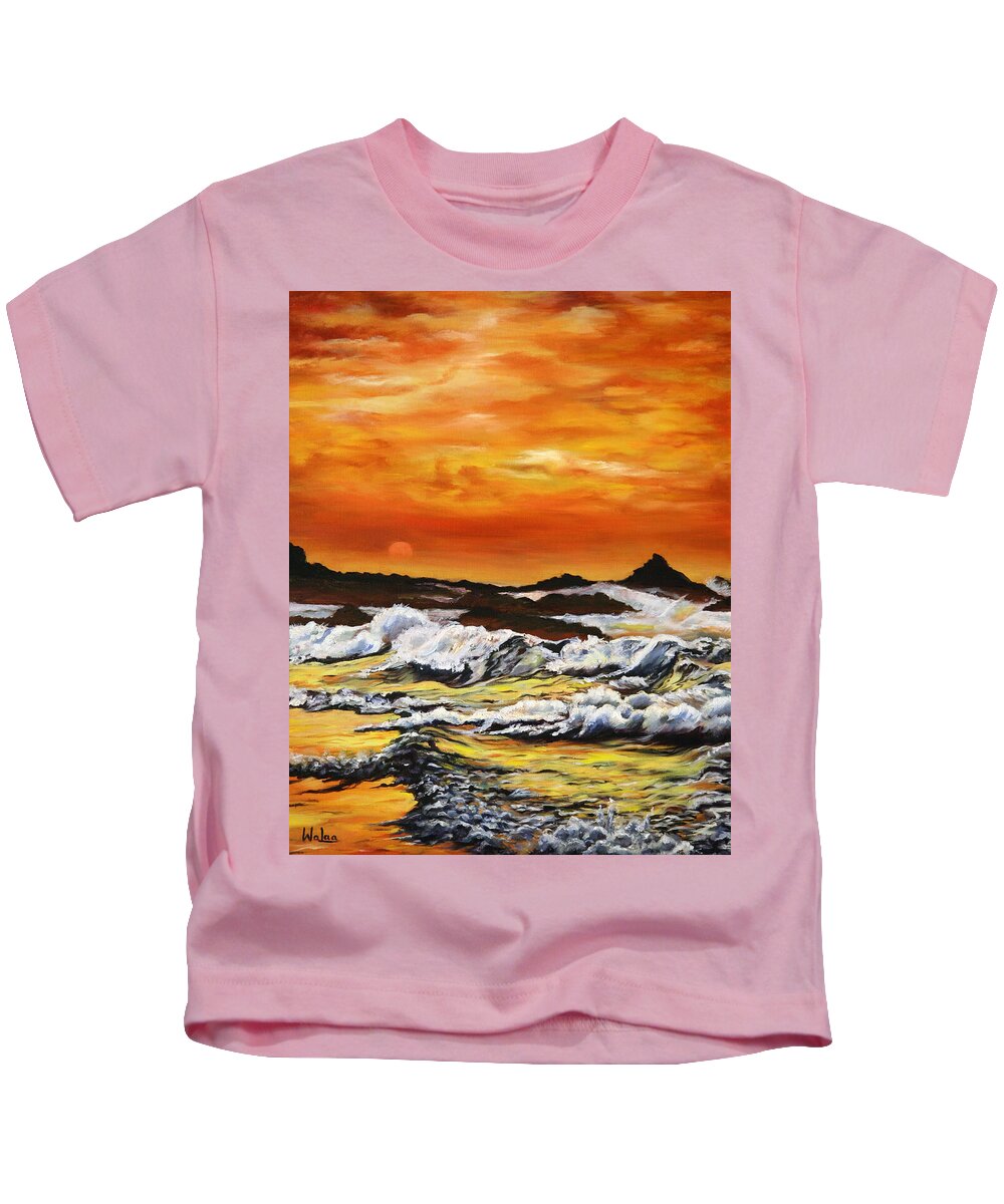 Golden Waves at Sunset - Kids T-Shirt