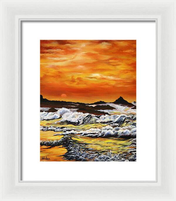 Golden Waves at Sunset - Framed Print