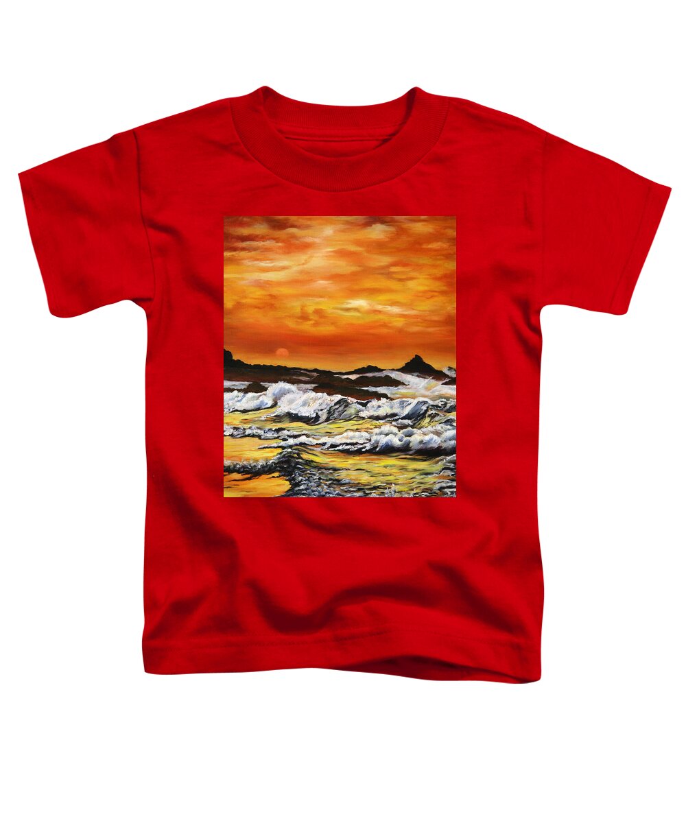 Golden Waves at Sunset - Toddler T-Shirt