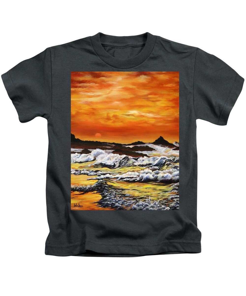 Golden Waves at Sunset - Kids T-Shirt