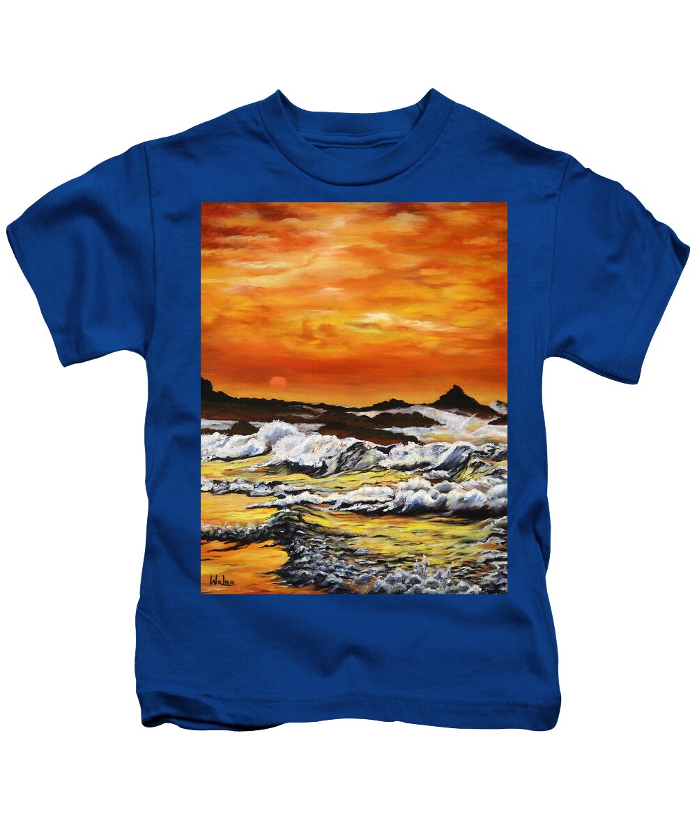 Golden Waves at Sunset - Kids T-Shirt