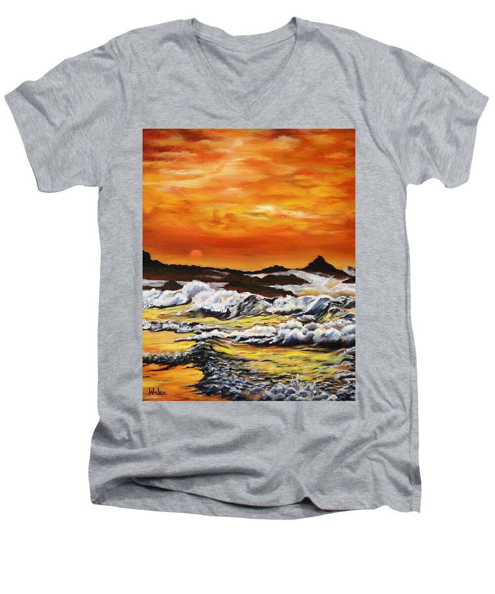 Golden Waves at Sunset - Men's V-Neck T-Shirt