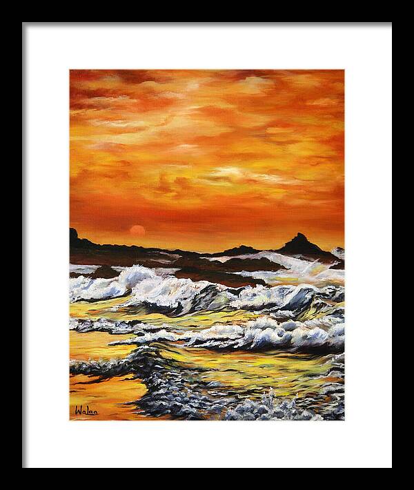 Golden Waves at Sunset - Framed Print