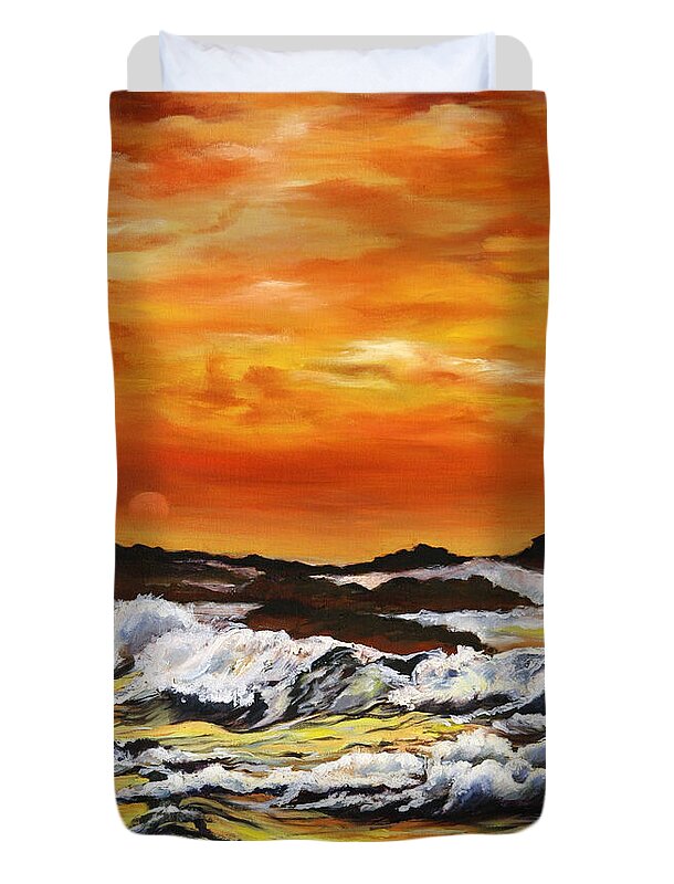 Golden Waves at Sunset - Duvet Cover