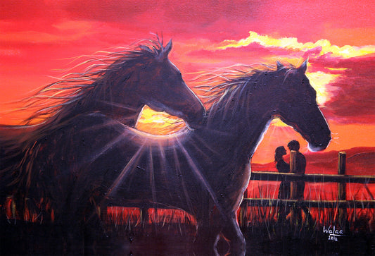 Two Horses on Sunset